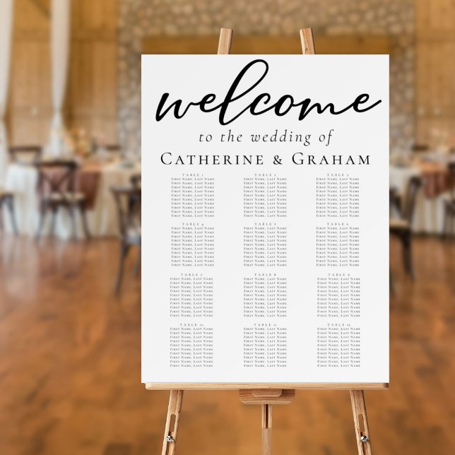 Simple Black Typograpy Chic Wedding Seating Chart Foam Board (Creator Uploaded)