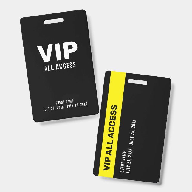 Simple Black VIP All Access Pass Event ID Badge | Zazzle