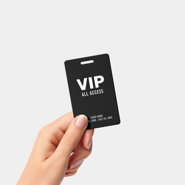 Simple Black VIP All Access Pass Event ID Badge | Zazzle