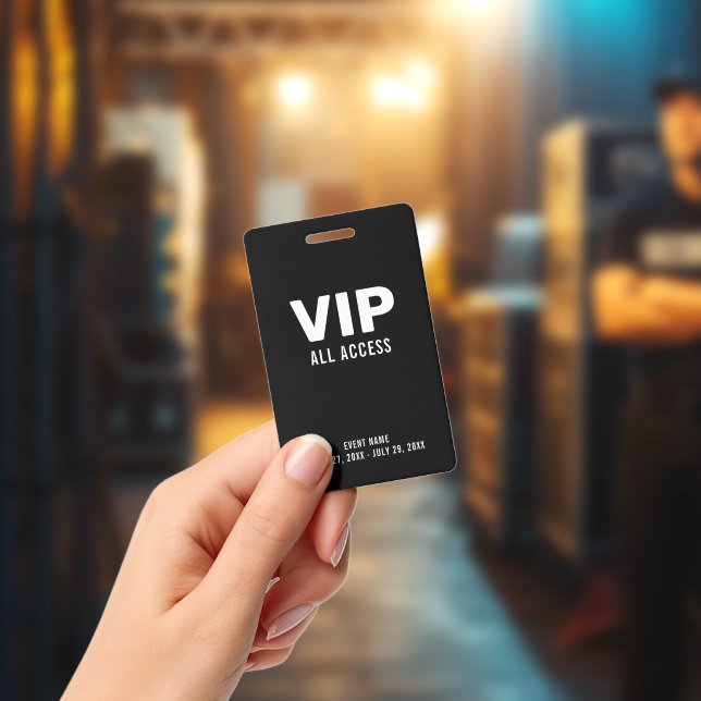 Simple Black VIP All Access Pass Event ID Badge | Zazzle