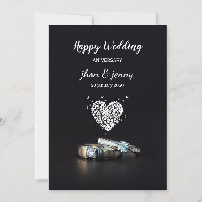 Simple Black Wedding Anniversary Card (Front)