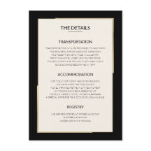 Simple Black Wedding Details Enclosure Card