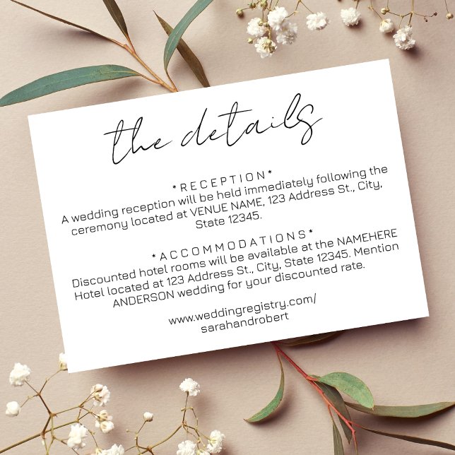 Simple Black Wedding Details Enclosure Card (Simple Black Wedding Details Enclosure Card)