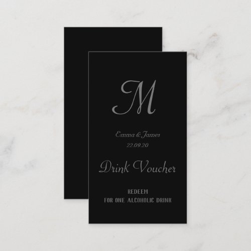 Simple Black Wedding Drink Ticket Cards