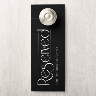 Simple Black Wedding Reserved Door Hanger