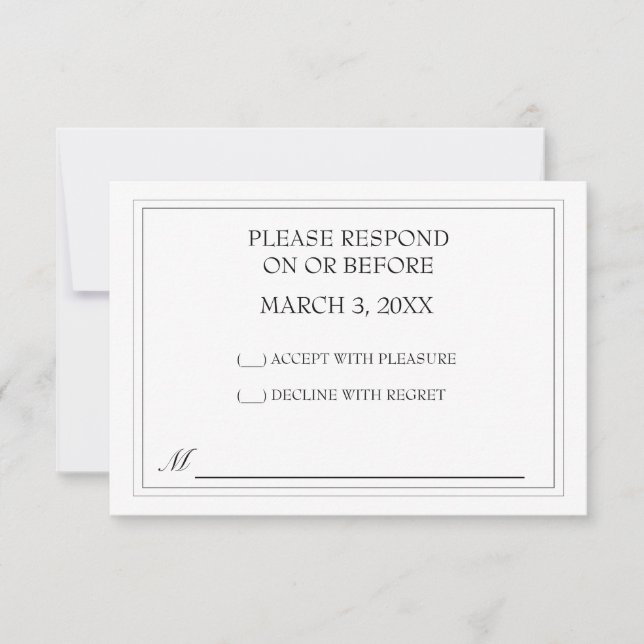 Simple Black Wedding RSVP (Front)