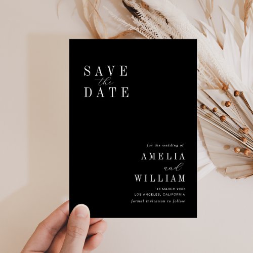 simple black wedding Save the Date