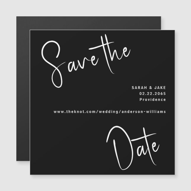 Simple Black Wedding Save the Date Magnetic Invitation (Front/Back)