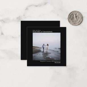 Simple Black Wedding Save the Date Photo Mini Note Card