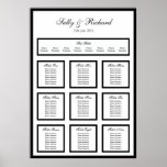 Simple Black Wedding Table Seating Plan Print at Zazzle