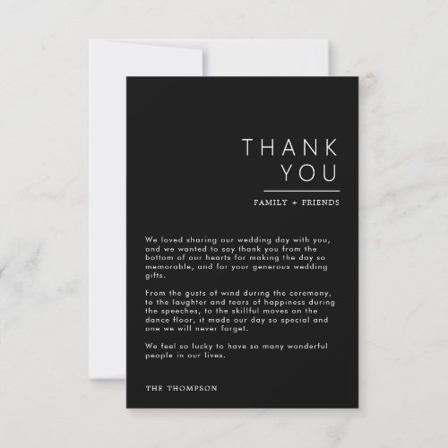 Simple Black Wedding Thank you Card with Photo