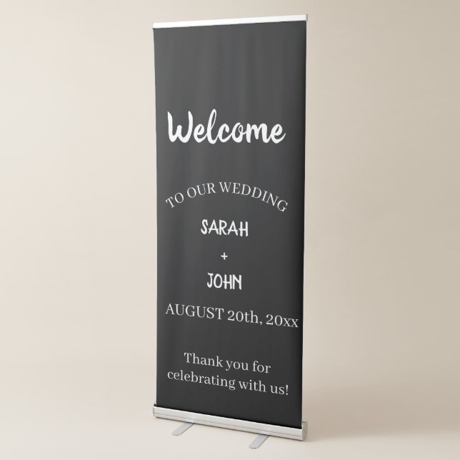 Simple Black Wedding Welcome Retractable Banner (3/4)