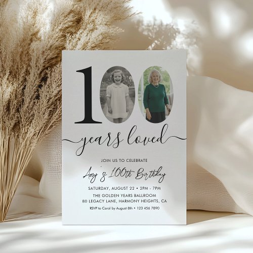 Simple Black & White 100th Birthday Party Photo