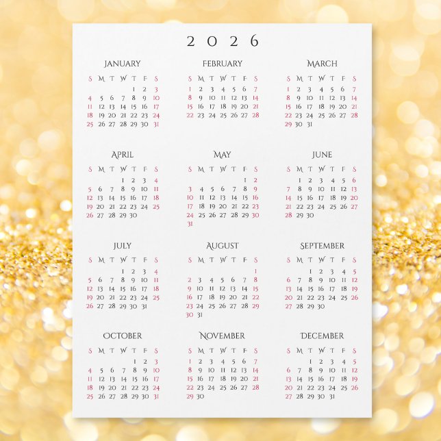Simple Black White 2026 New Year Magnetic Calendar (Simple Black White 2026 New Year Magnetic Calendar)