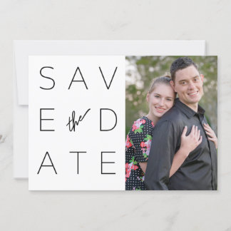 Simple Black &amp; White 2 Photo Save the Date