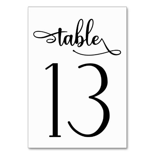 Simple black white 35x5 table number  Table 13
