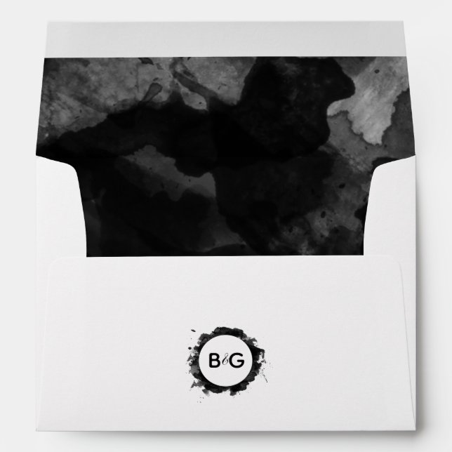 Simple Black White 5x7 Wedding Invitation Envelope (Back (Bottom))