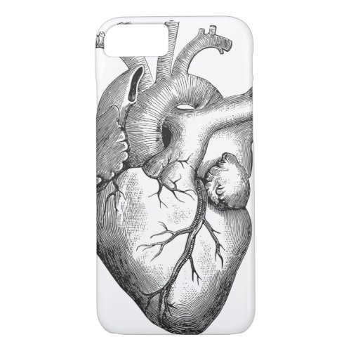 Simple Black White Anatomy Heart Illustration iPhone 87 Case
