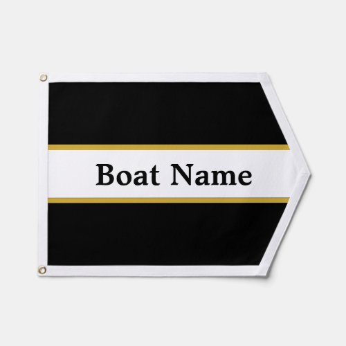 Simple Black White and Gold with Boat Name Pennant