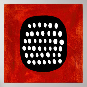 Simple Black White and Red Poster Wall Art