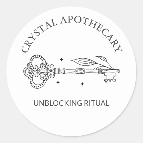 Simple Black  White Apothecary Mystic Key Classic Round Sticker
