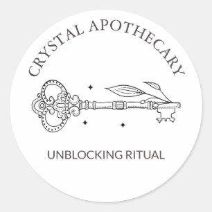 Simple Black & White Apothecary Mystic Key Classic Round Sticker