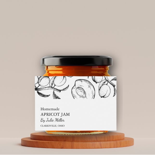 Simple Black & White Apricot Jam Label (Creator Uploaded)