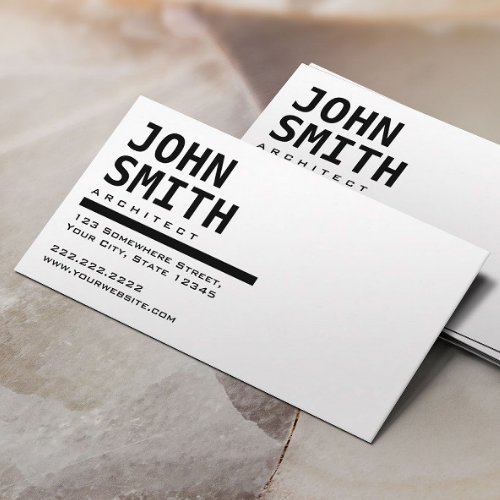 Simple Black  White Architect Business Card