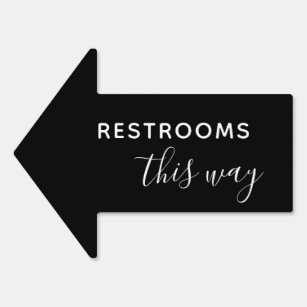 bathroom signs with arrow