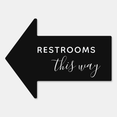 Simple Black  White Arrow Wedding Restroom  Sign