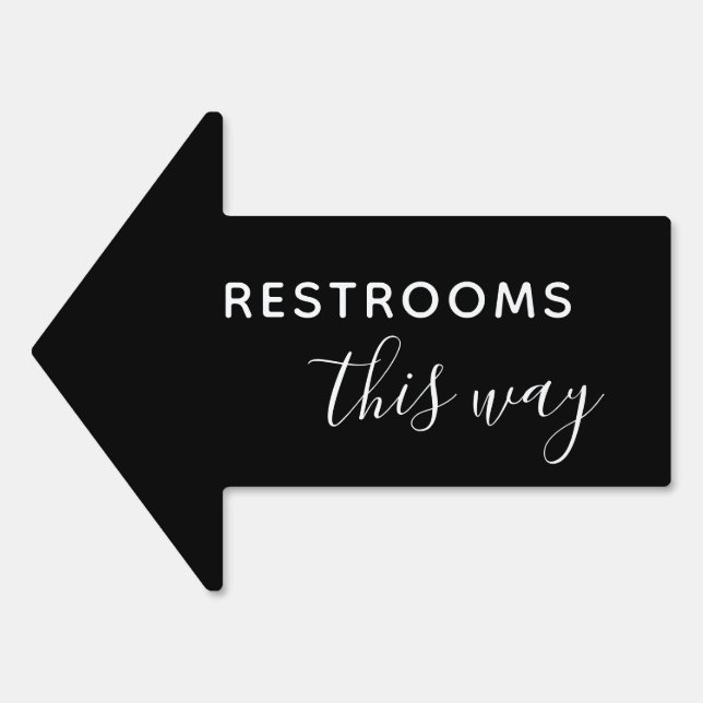 Simple Black & White Arrow Wedding Restroom  Sign (Front)