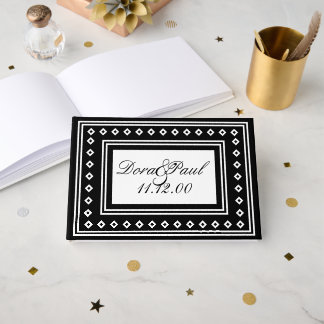 Simple Black/White Art Deco Wedding Guest Book