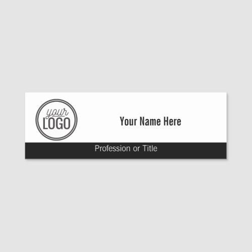 Simple Black  White Band with Logo Professional Name Tag