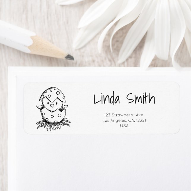 Simple Black White Bird Template Return Address Label (Insitu)