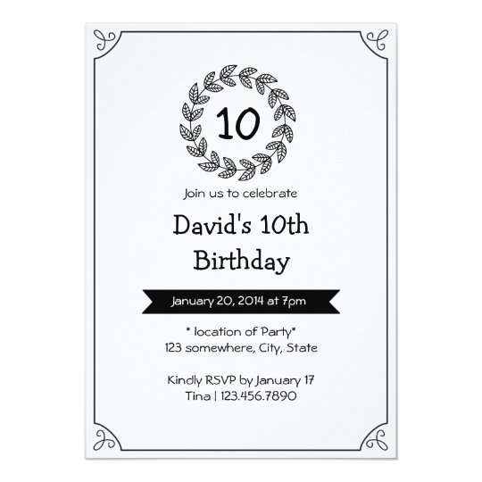 Simple Black &amp; White Birthday Party Invitations | Zazzle.com