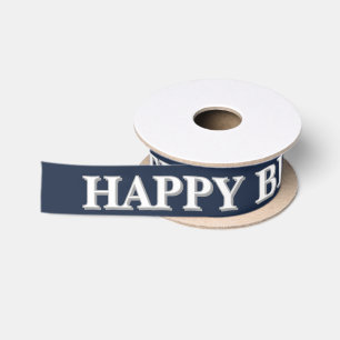 Simple Black & White Birthday Wish  Satin Ribbon