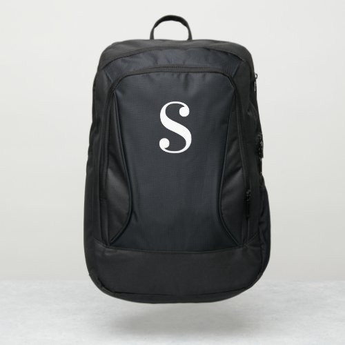 Simple Black White Bold Chic Monogram  Port Authority Backpack