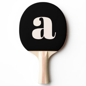 Simple Black White Bold Retro Monogram Initial Ping Pong Paddle