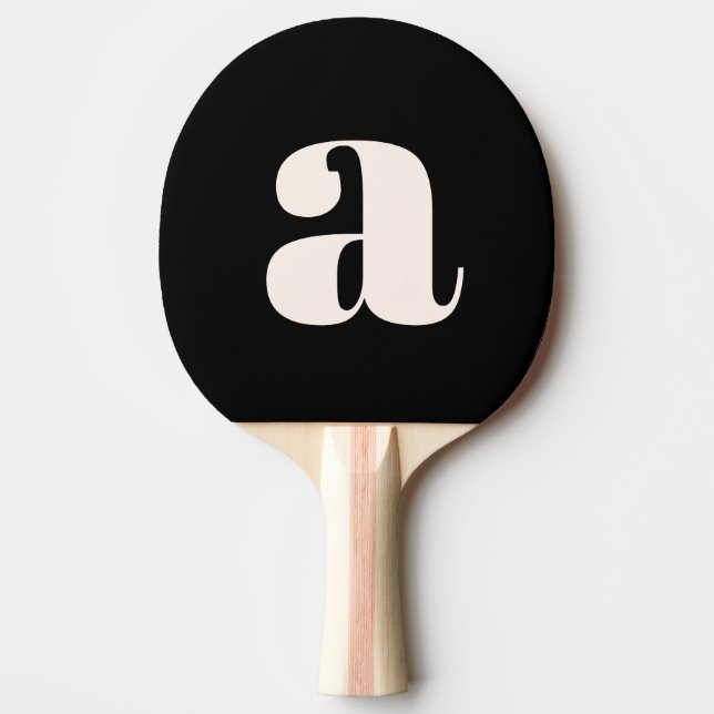 Simple Black White Bold Retro Monogram Initial Ping Pong Paddle (Front)