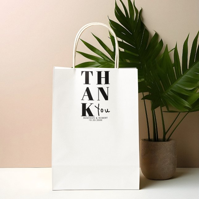 Simple Black White Bold Thank You Wedding Favor Rectangular Sticker (Creator Uploaded)