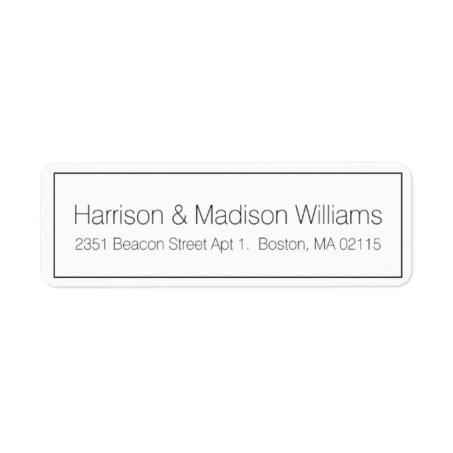 Simple black white border modern Return Address Label (Front)