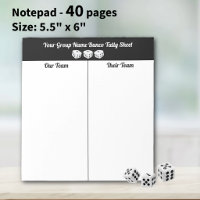 Simple Black White Bunco Dice Table Tally