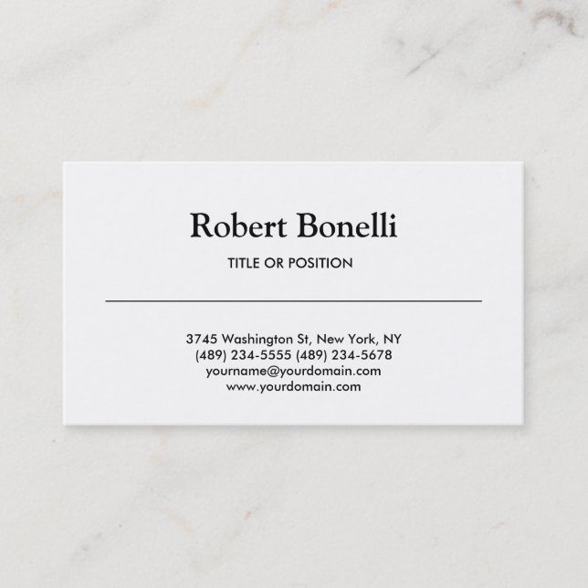 Simple Black White Business Card (Front)