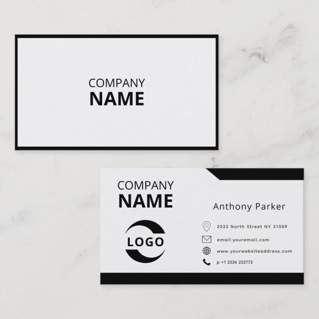 Simple Black & White Business Card (Front/Back)