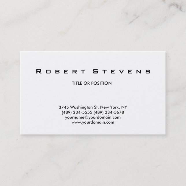 Simple Black White Business Card (Front)