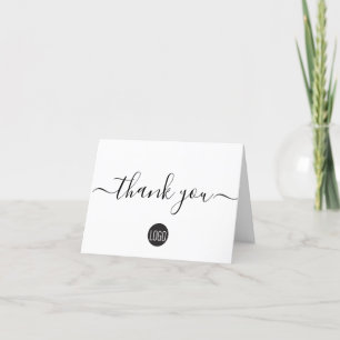 Simple Black white business company logo Thank You Card