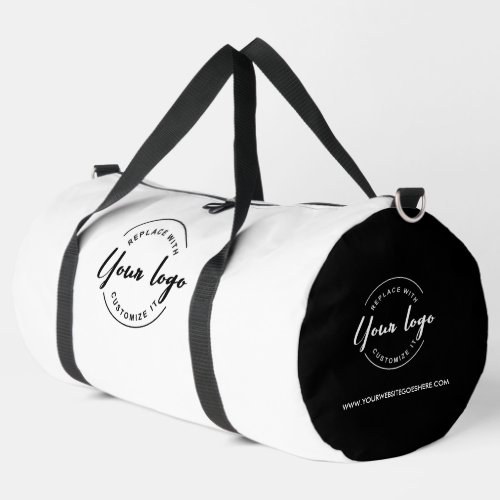 Simple Black White Business logo Branded Duffle Bag