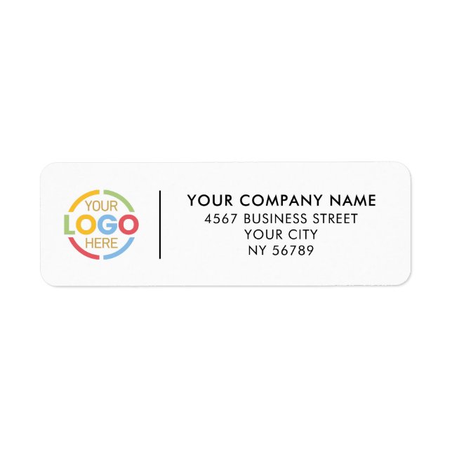Simple Black White Business Logo Return Address Label (Front)