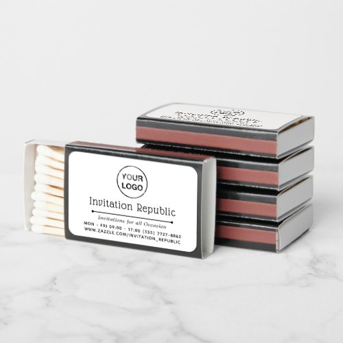 Simple Black  White Business Promotional Matchboxes