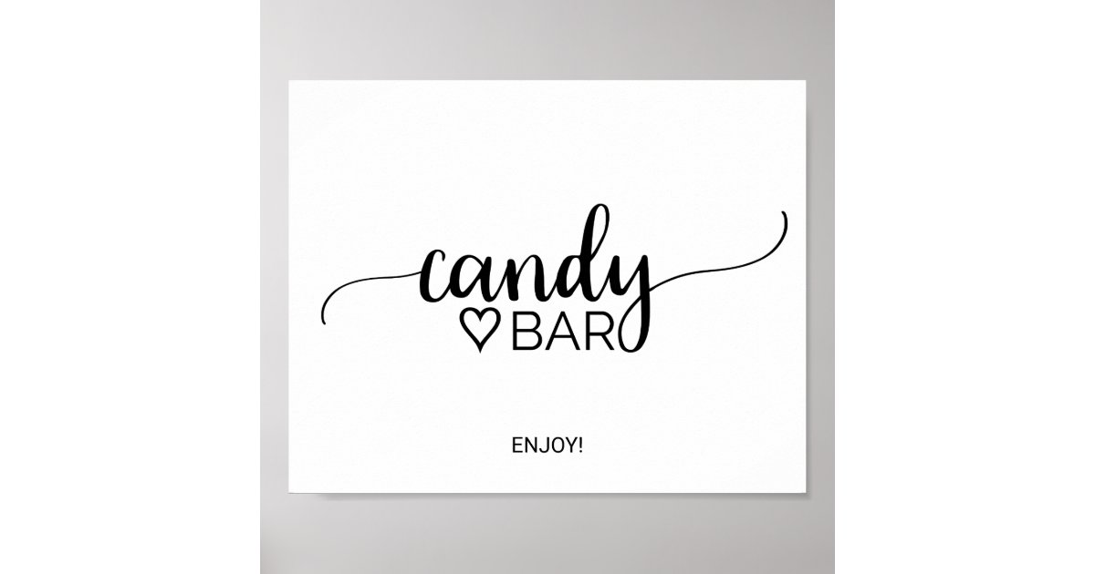 Simple Black White Calligraphy Candy Bar Sign Zazzle Com